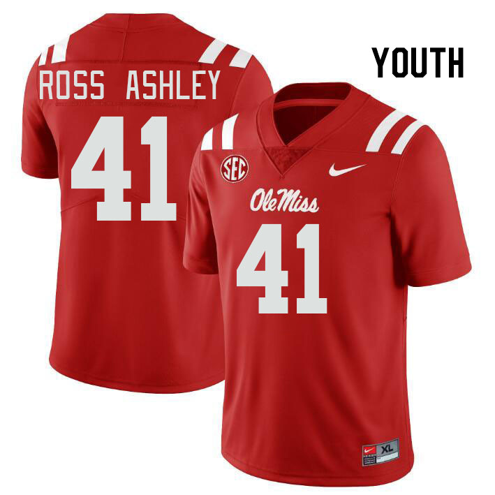 Youth #41 John Ross Ashley Ole Miss Rebels College Football Jerseys Stitched Sale-Red